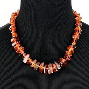 BALTIC amber beaded necklace - 12K gold-filled 19.5" graduated asymmetric 36g GF